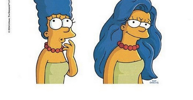 Marge Simpson avec les cheveux lissés
